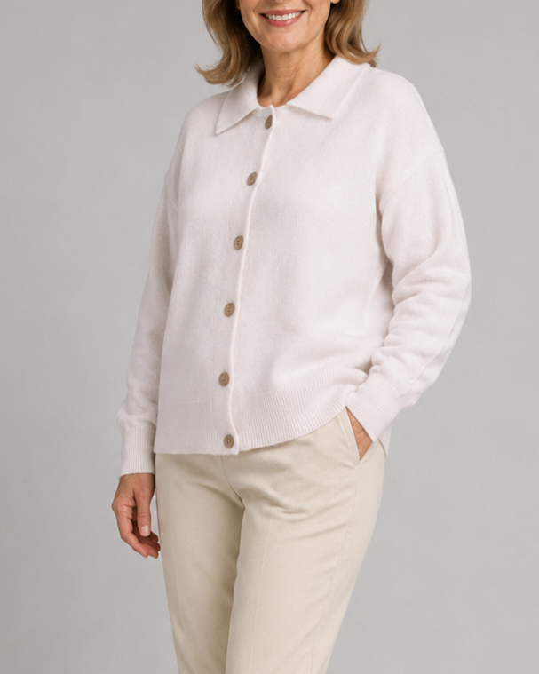 Women's Knit Cardigan with Collar and Button Front