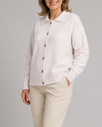 Women's Knit Cardigan with Collar and Button Front