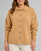 Women's Knit Cardigan with Collar and Button Front