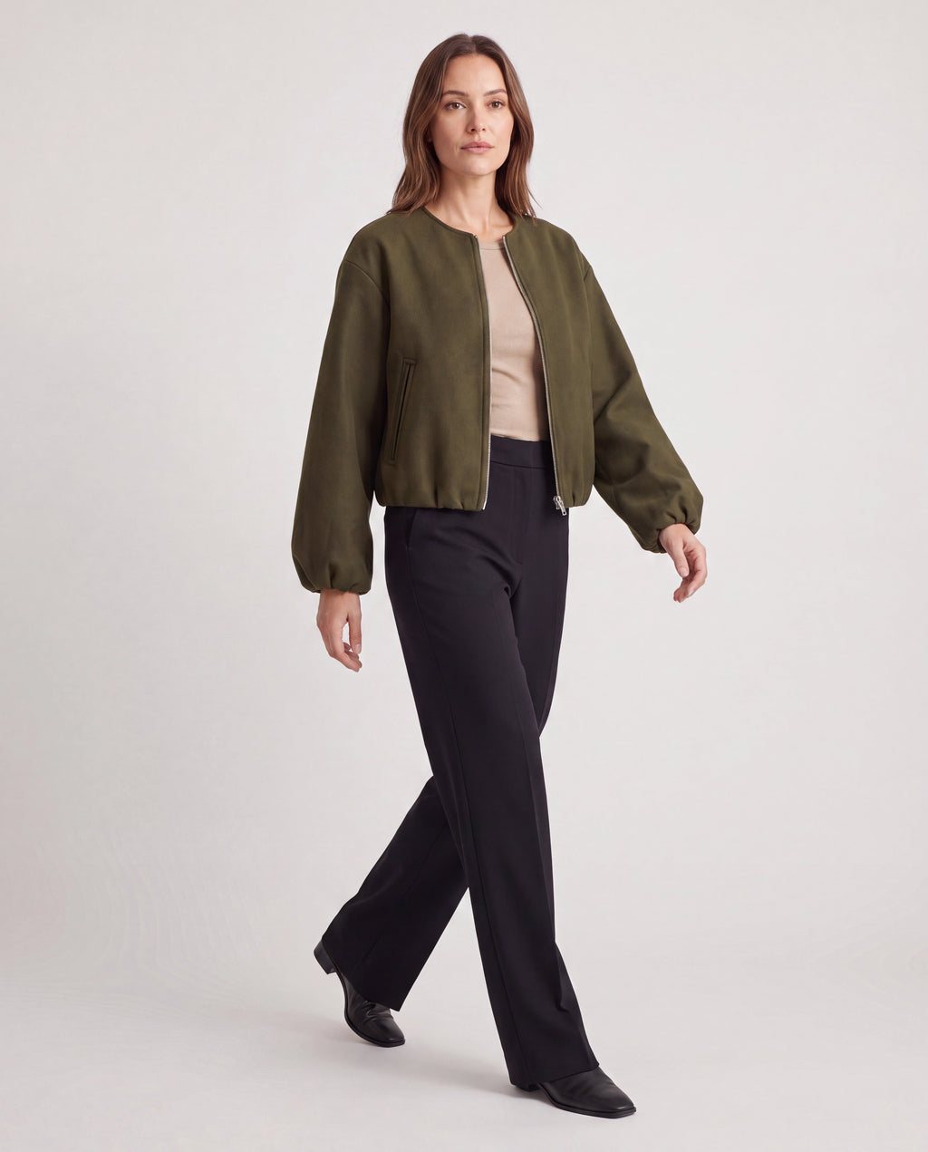 Women's Lightweight Zip Up Bomber Jacket