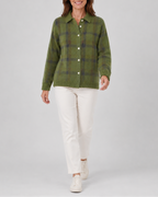 Women's Checked Knit Cardigan with Collar and Button Front