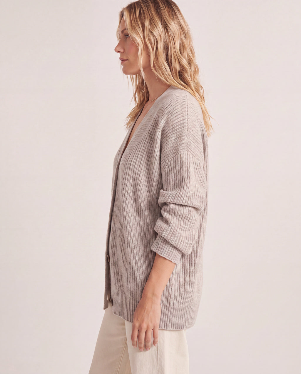 Women's Longline Oversized V Neck Button Up Knit Cardigan