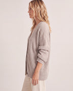 Women's Longline Oversized V Neck Button Up Knit Cardigan