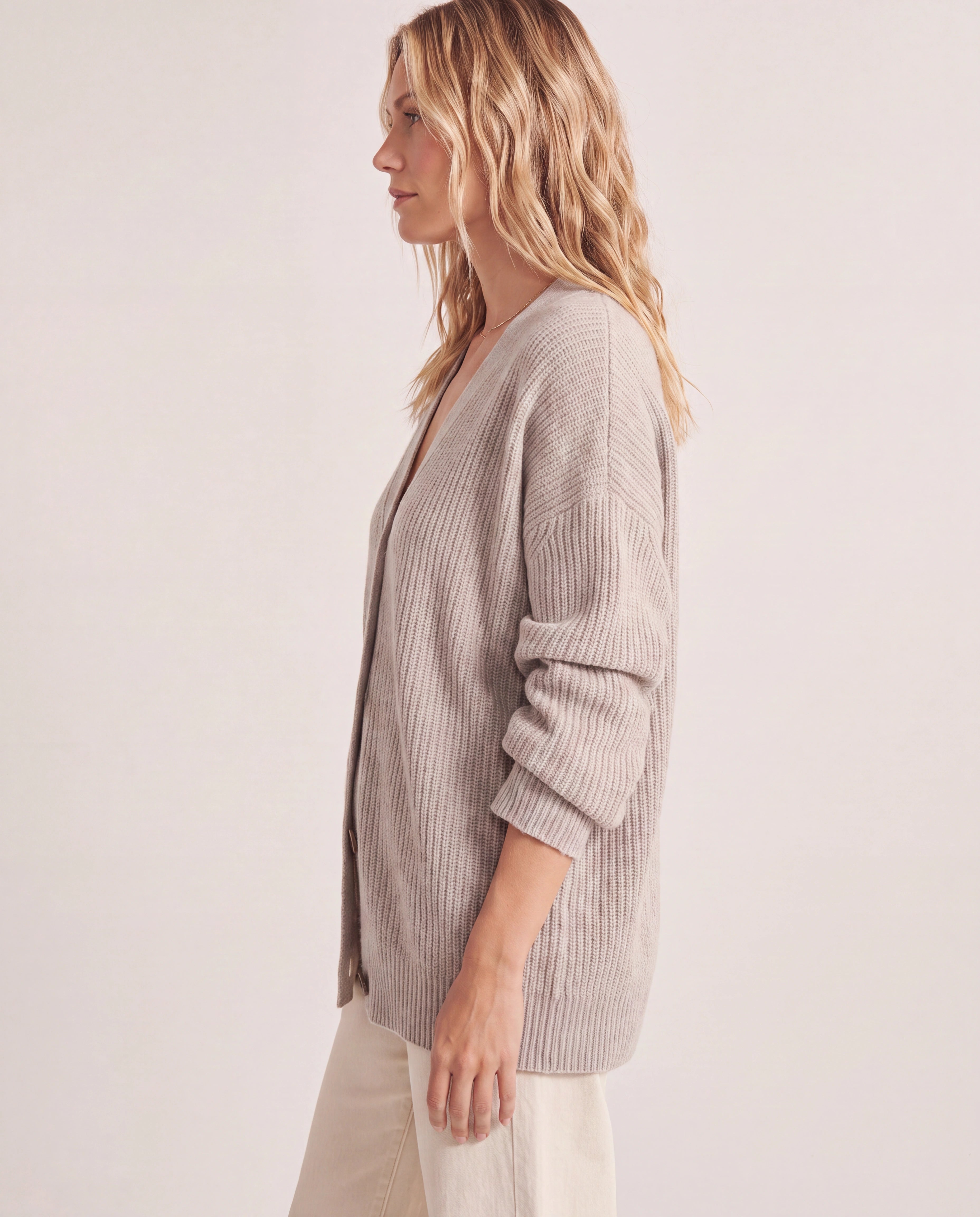 Women's Longline Oversized V Neck Button Up Knit Cardigan
