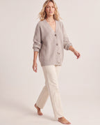 Women's Longline Oversized V Neck Button Up Knit Cardigan