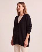 Women's Longline Oversized V Neck Button Up Knit Cardigan