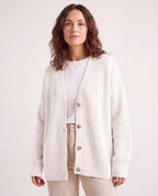 Women's Longline Oversized V Neck Button Up Knit Cardigan