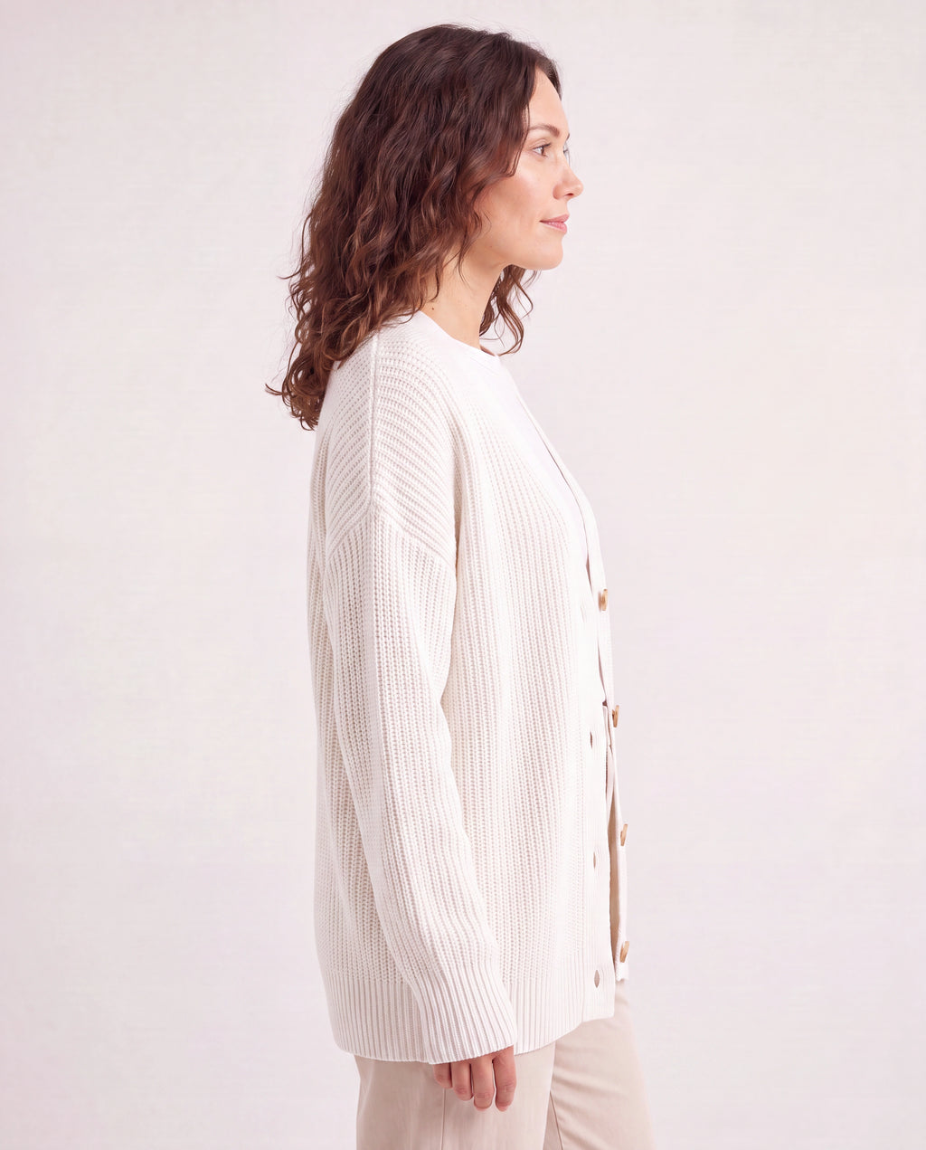 Women's Longline Oversized V Neck Button Up Knit Cardigan