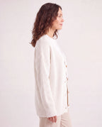 Women's Longline Oversized V Neck Button Up Knit Cardigan