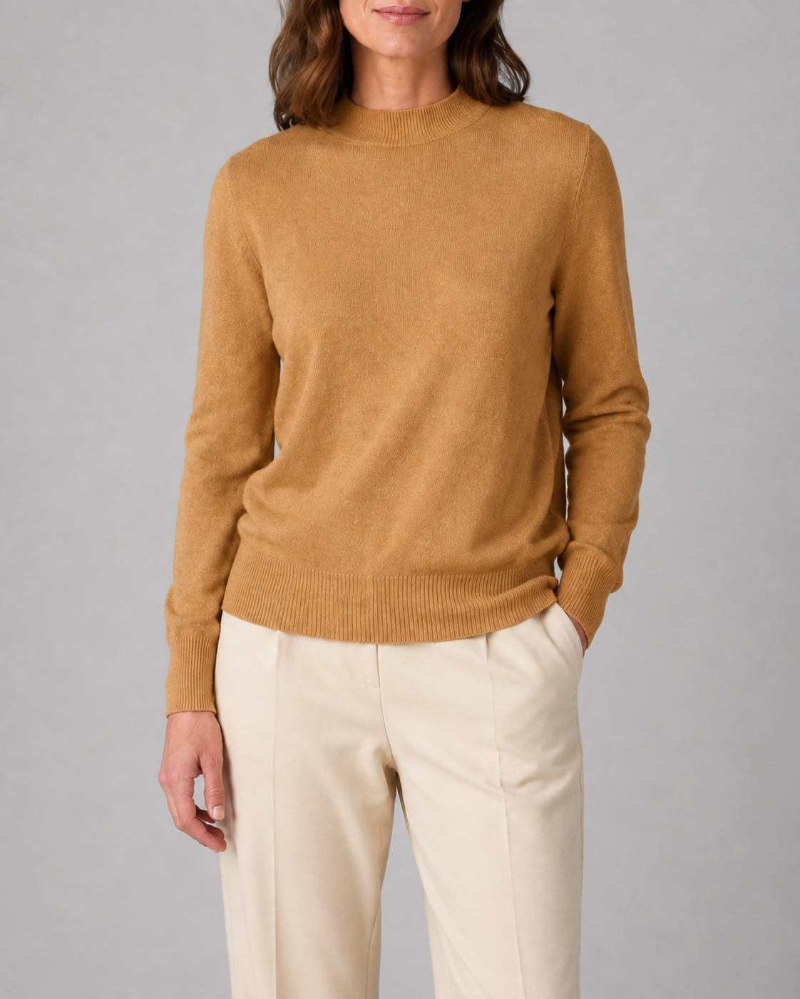 Women's Mock Neck Wool Look Knit Jumper