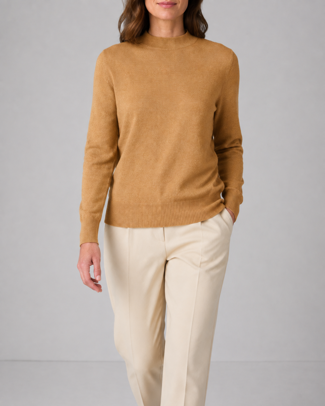 Women's Mock Neck Wool Look Knit Jumper