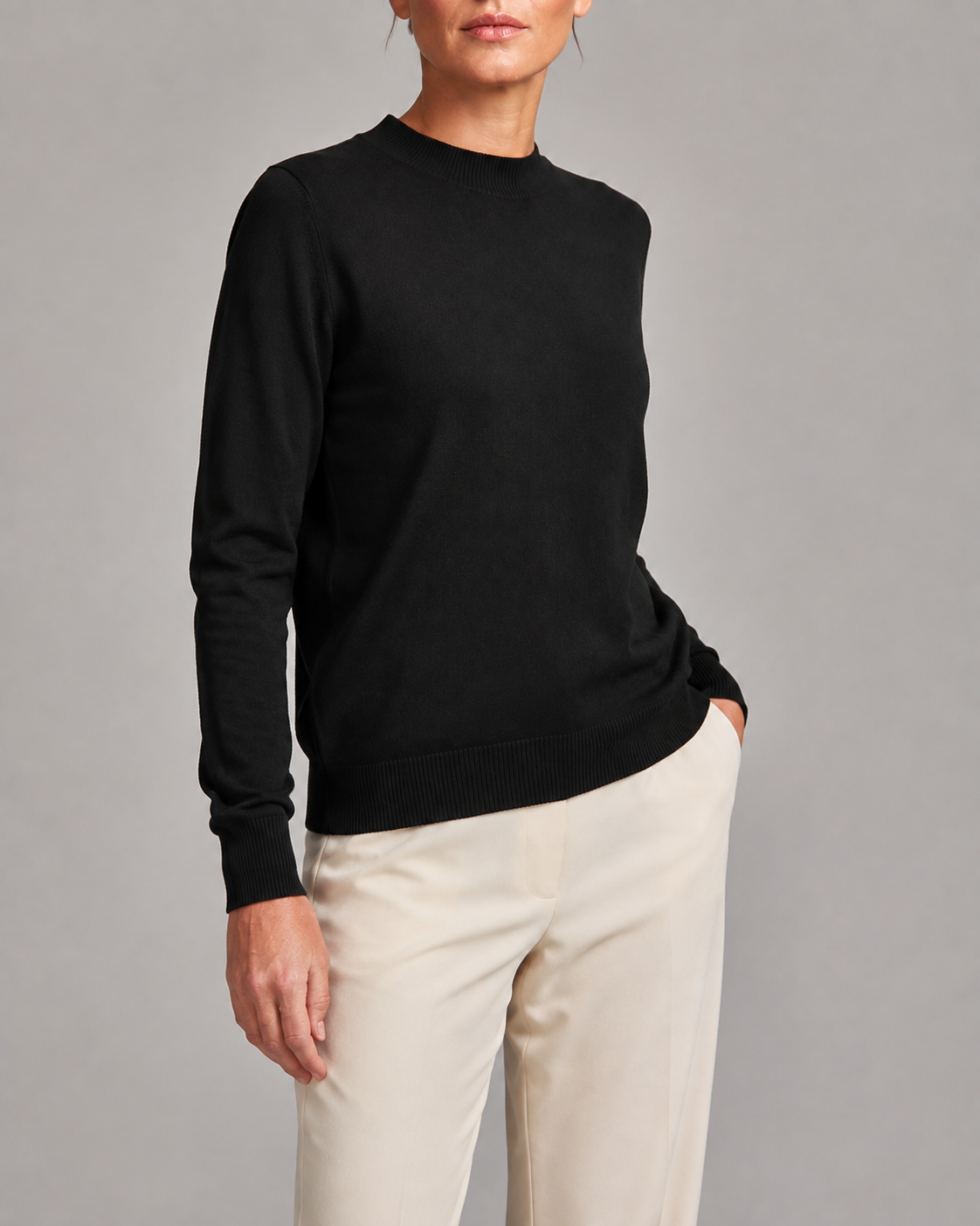 Women's Mock Neck Wool Look Knit Jumper