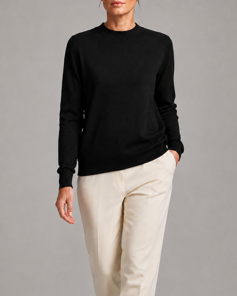 Women's Mock Neck Wool Look Knit Jumper
