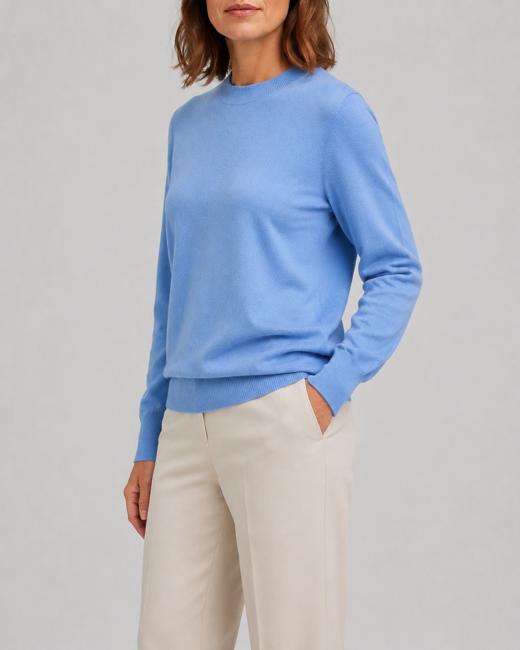 Women's Mock Neck Wool Look Knit Jumper