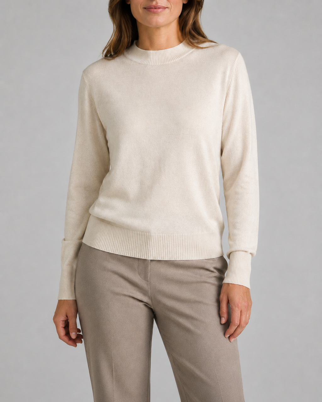 Women's Mock Neck Wool Look Knit Jumper