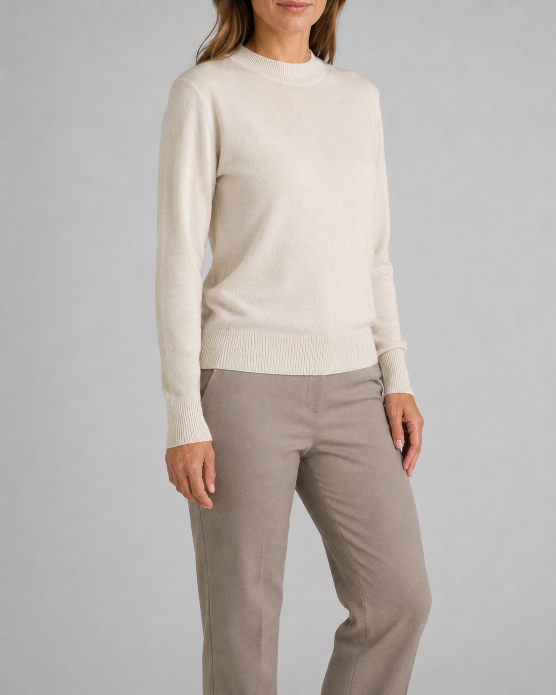 Women's Mock Neck Wool Look Knit Jumper