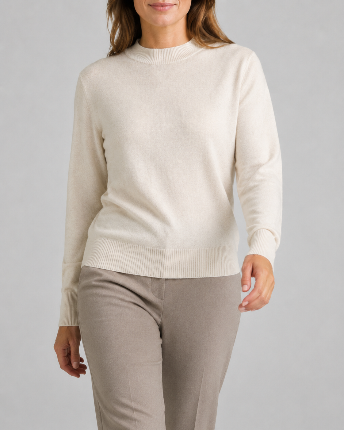 Women's Mock Neck Wool Look Knit Jumper