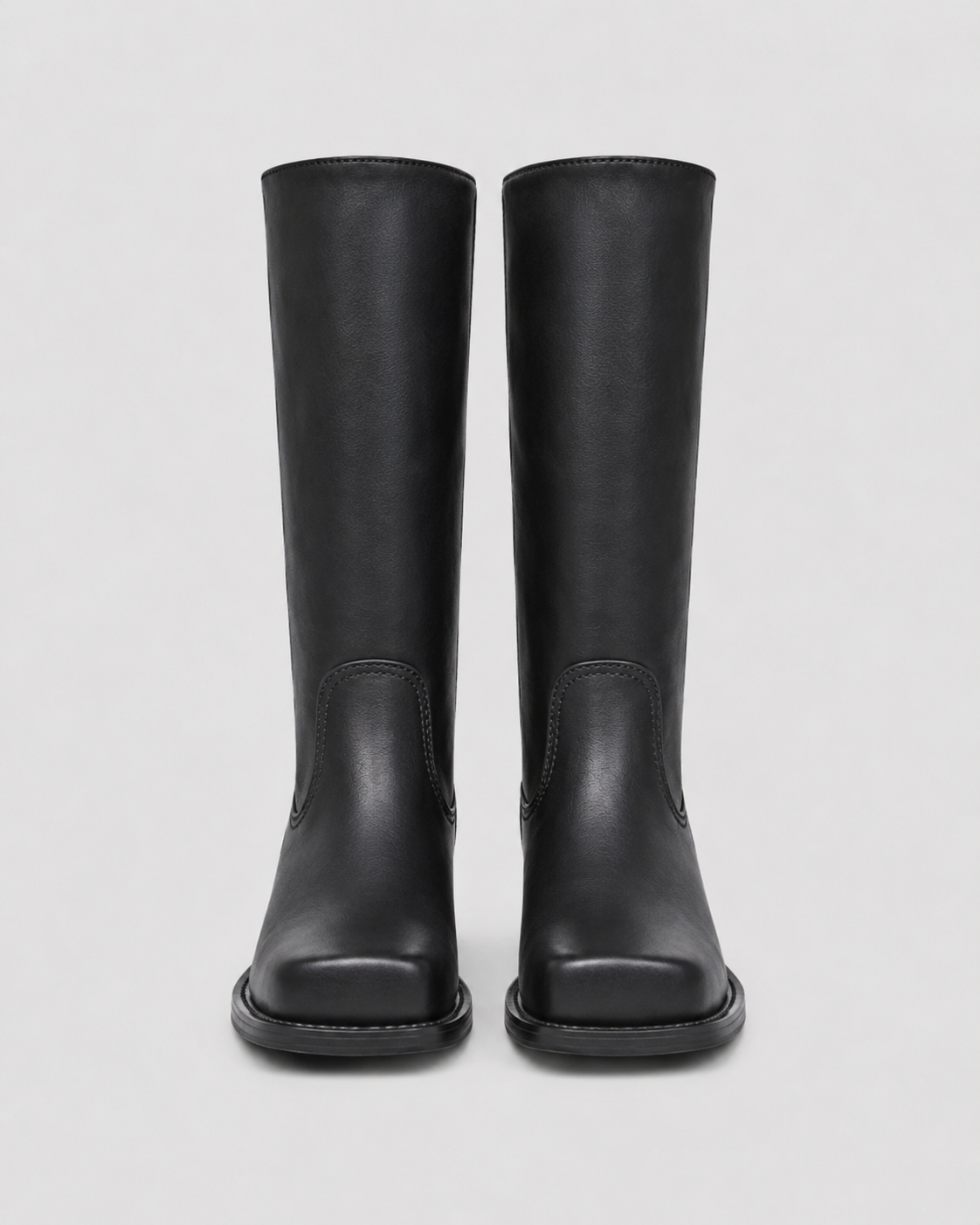 Women's Mid Calf Block Heel Riding Boots with Round Toe