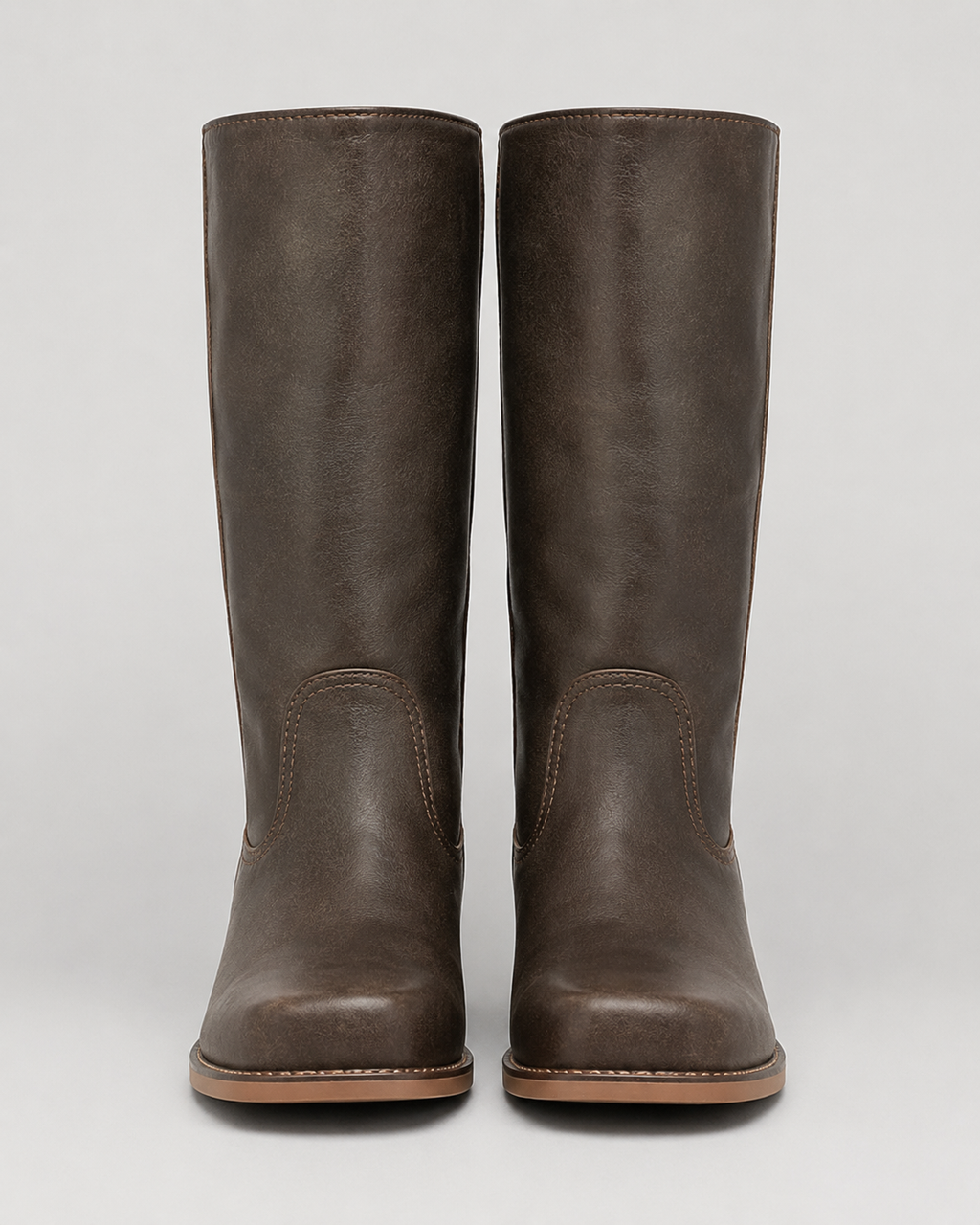 Women's Mid Calf Block Heel Riding Boots with Round Toe