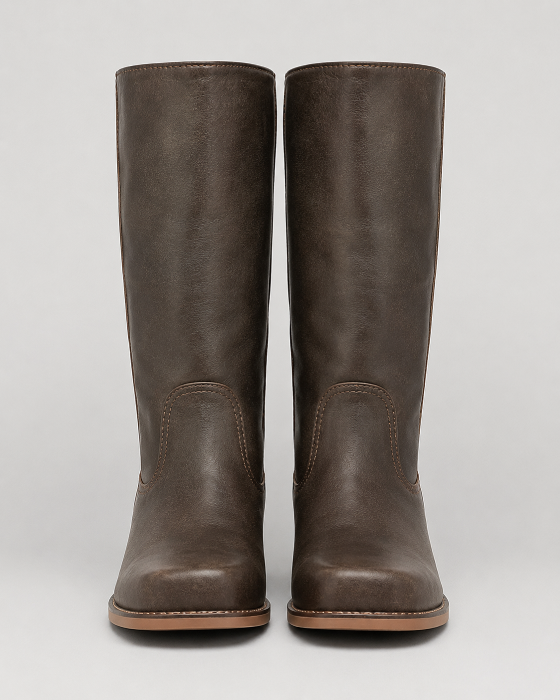 Women's Mid Calf Block Heel Riding Boots with Round Toe