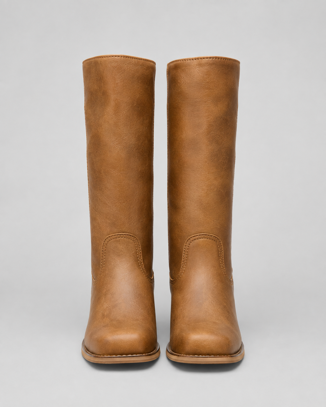 Women's Mid Calf Block Heel Riding Boots with Round Toe
