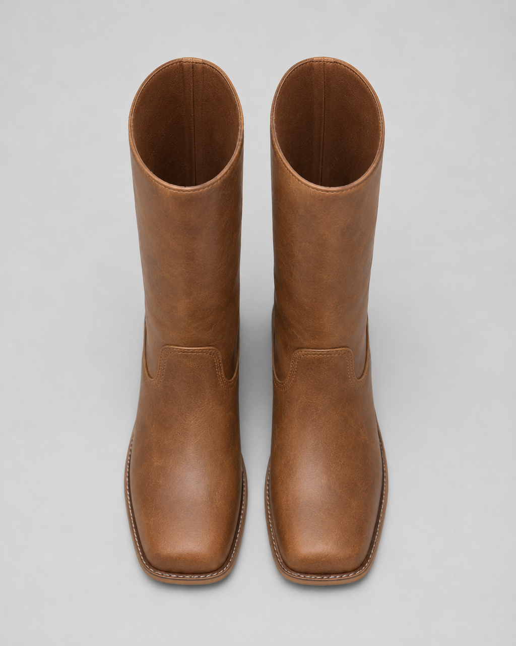 Women's Mid Calf Block Heel Riding Boots with Round Toe
