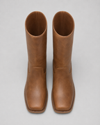 Women's Mid Calf Block Heel Riding Boots with Round Toe