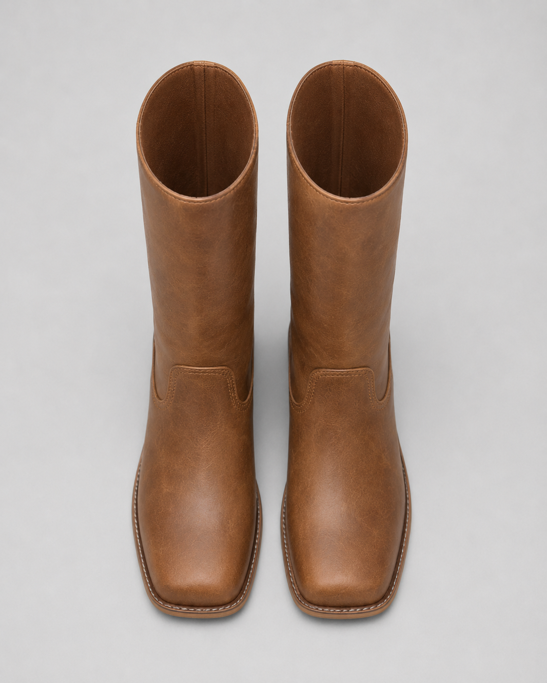 Women's Mid Calf Block Heel Riding Boots with Round Toe