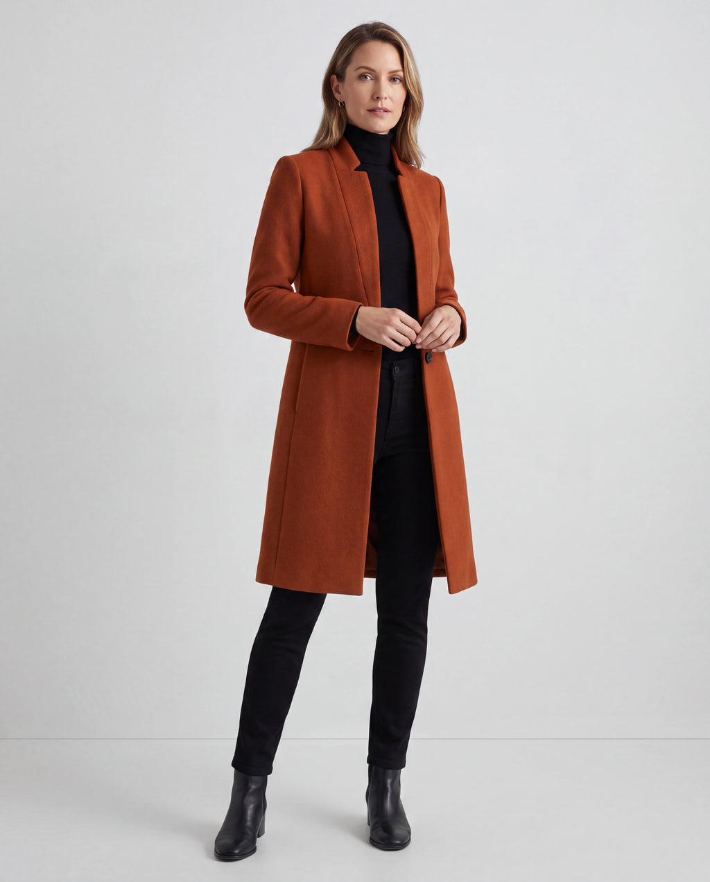 Women's Longline Single Breasted Notch Lapel Overcoat