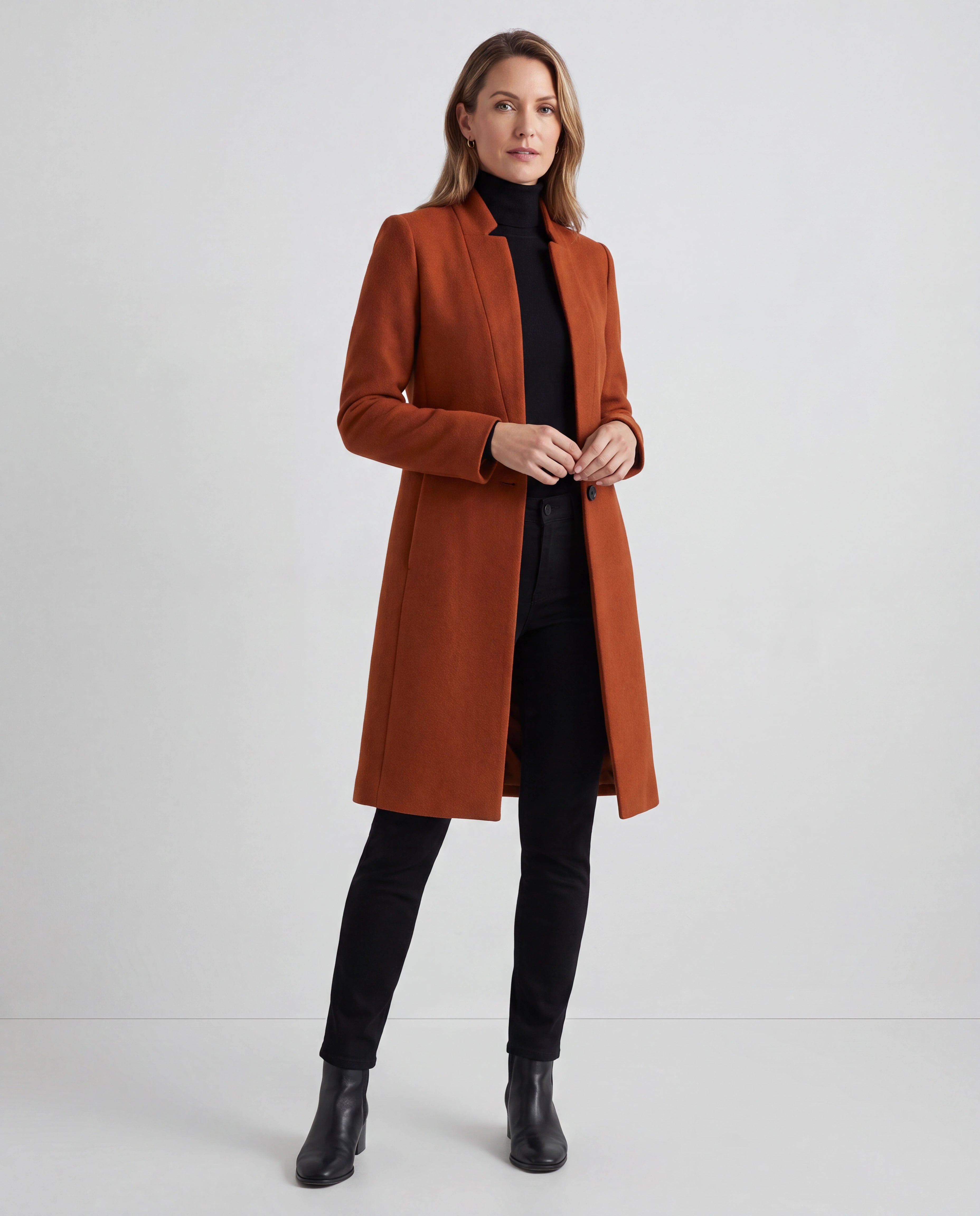 Women's Longline Single Breasted Notch Lapel Overcoat