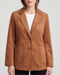 Women's Notch Lapel Blazer Jacket with Patch Pockets