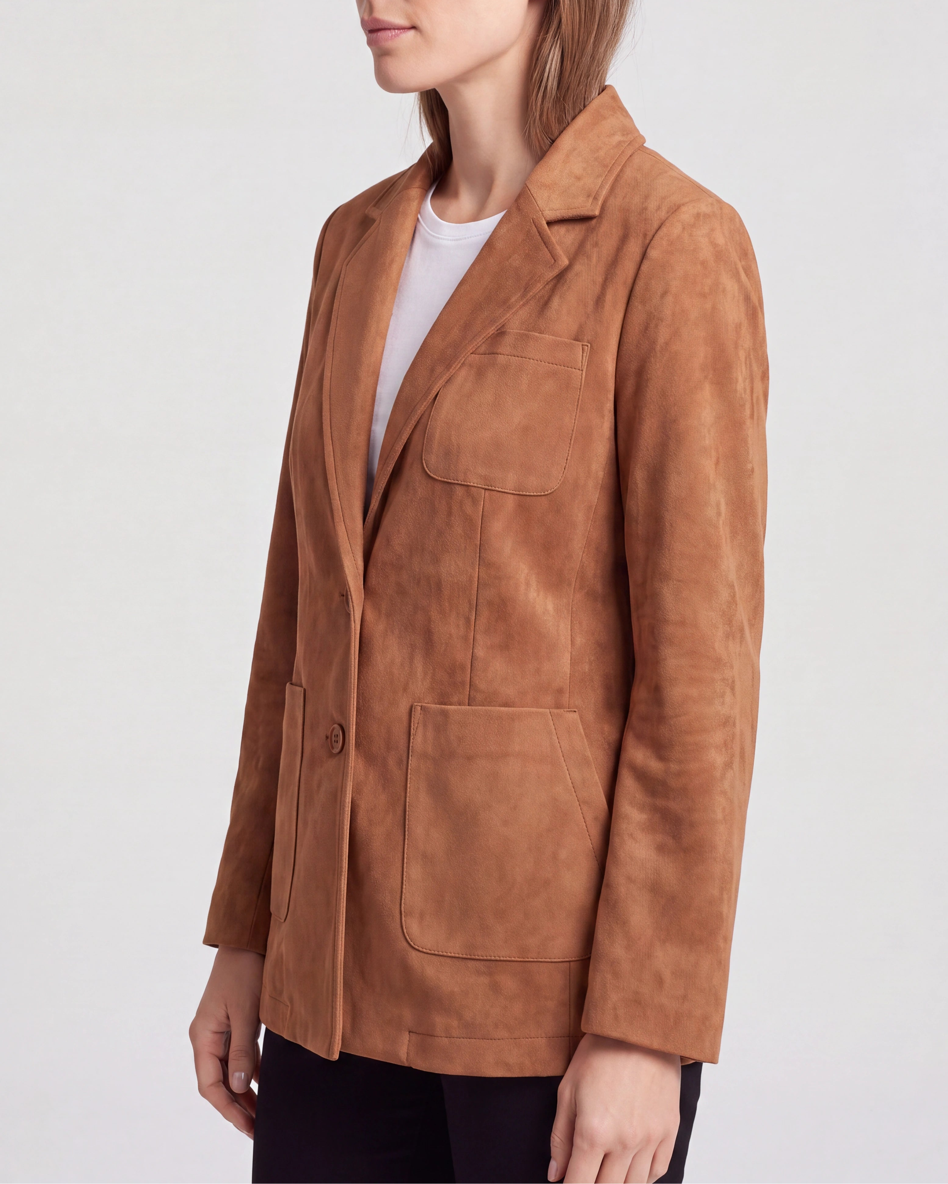 Women's Notch Lapel Blazer Jacket with Patch Pockets