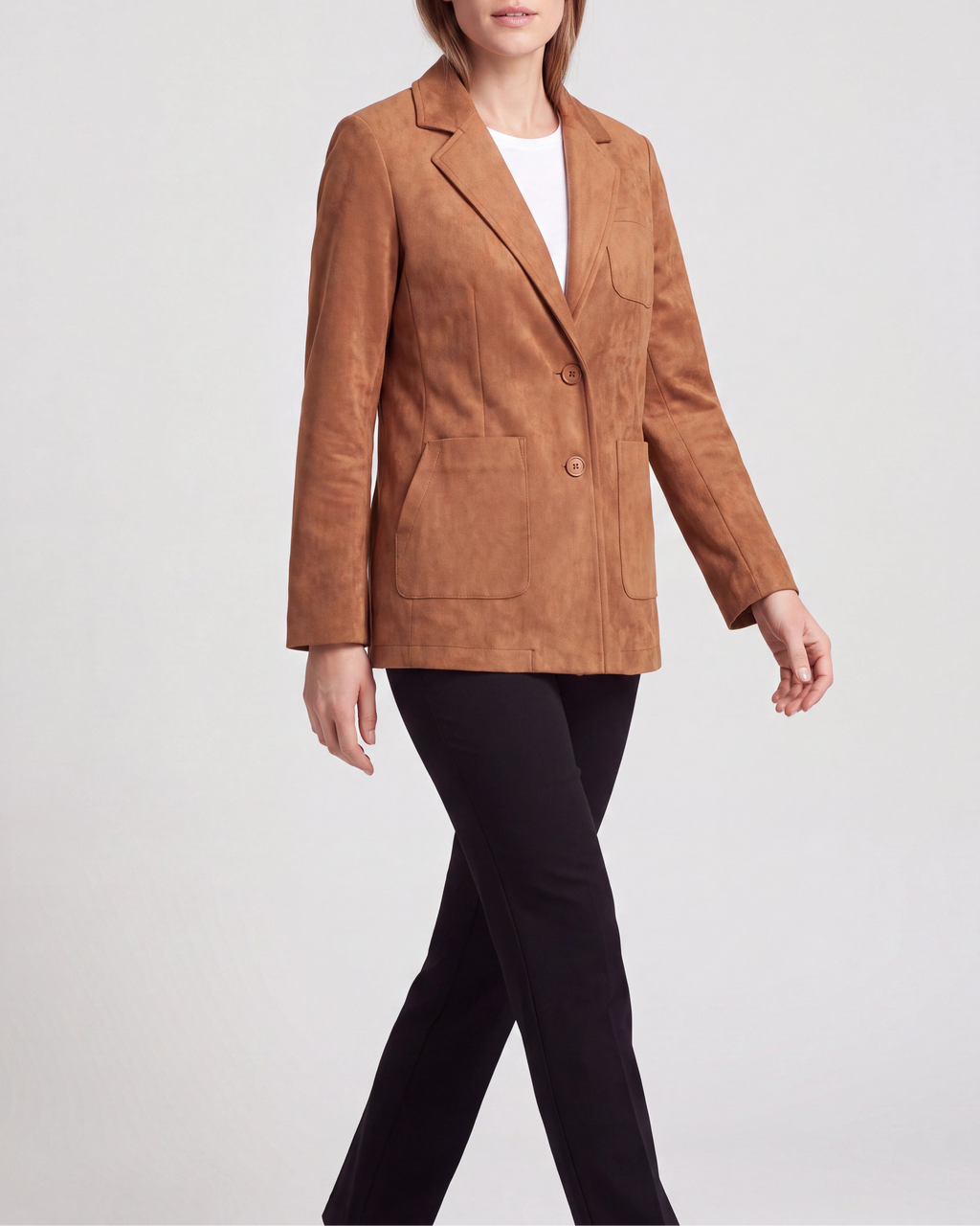 Women's Notch Lapel Blazer Jacket with Patch Pockets