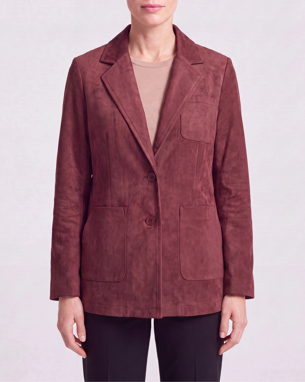 Women's Notch Lapel Blazer Jacket with Patch Pockets