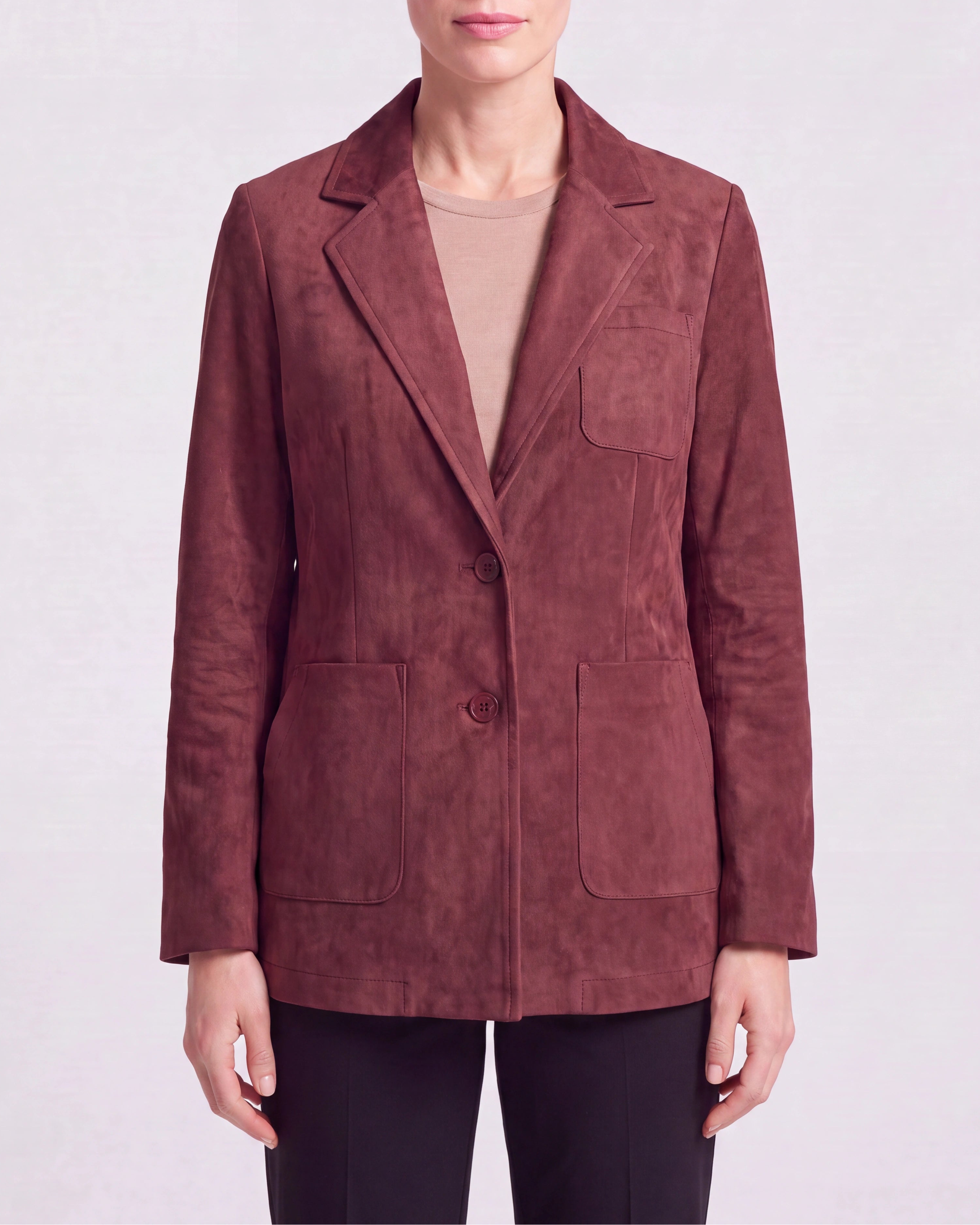 Women's Notch Lapel Blazer Jacket with Patch Pockets