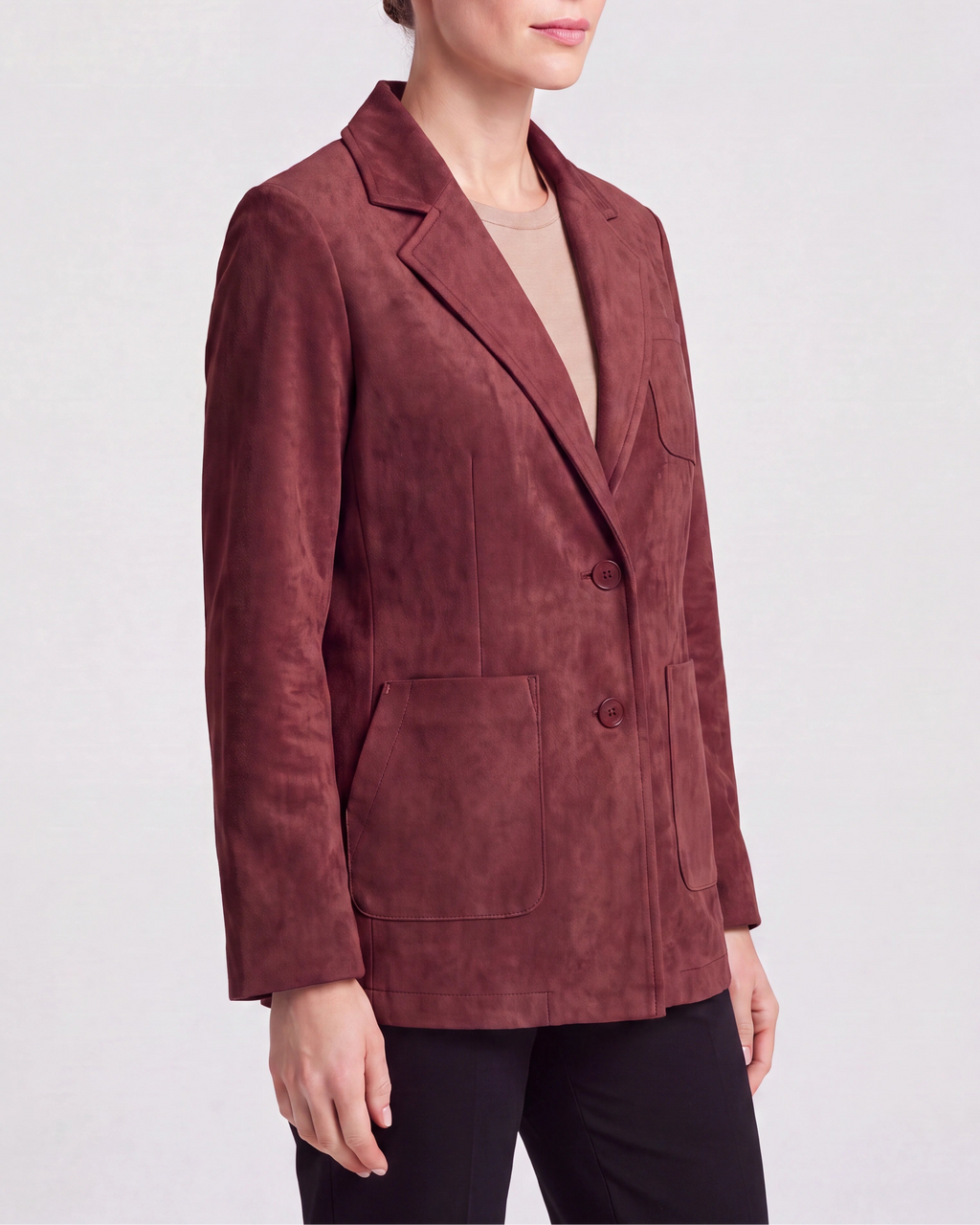 Women's Notch Lapel Blazer Jacket with Patch Pockets