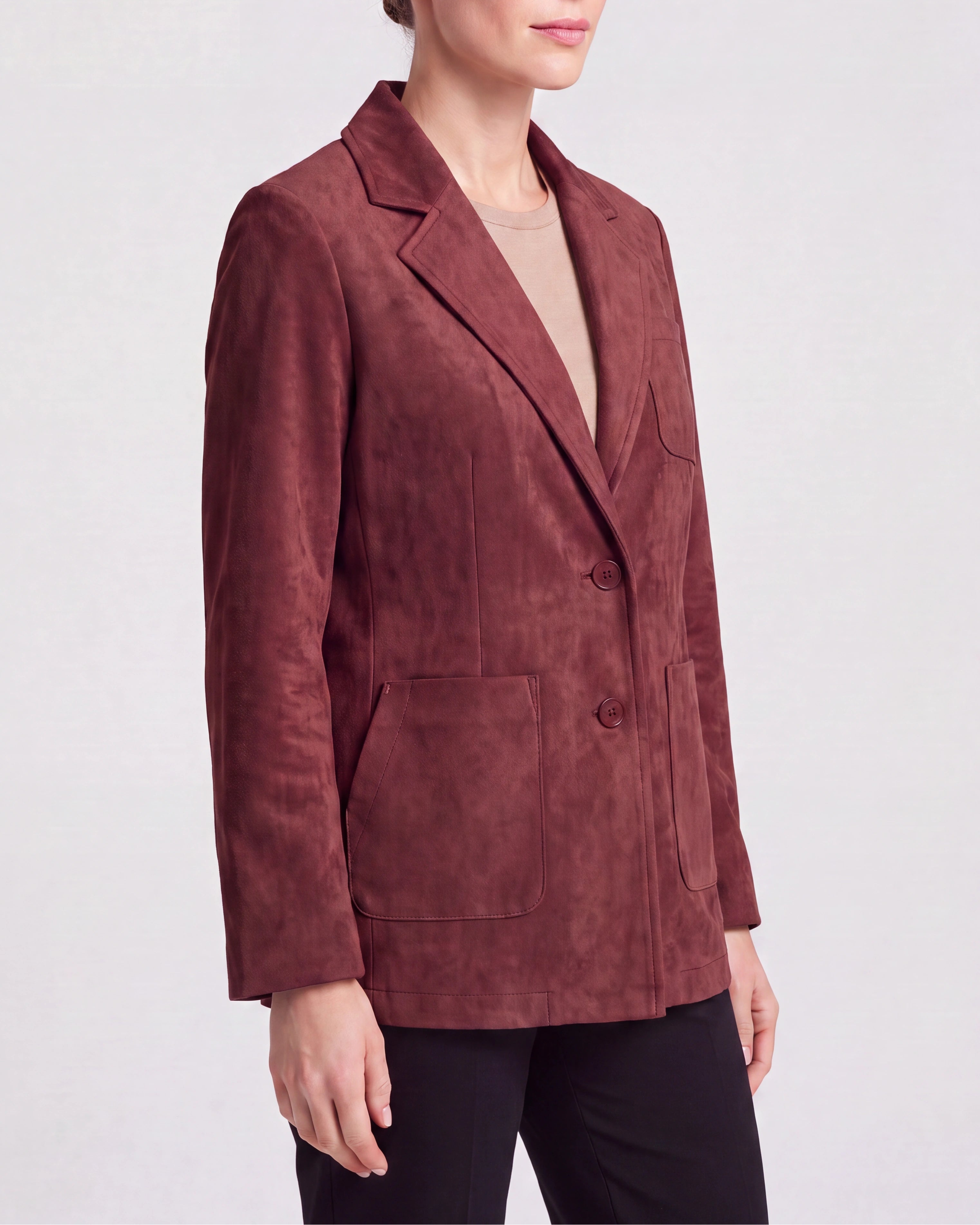 Women's Notch Lapel Blazer Jacket with Patch Pockets