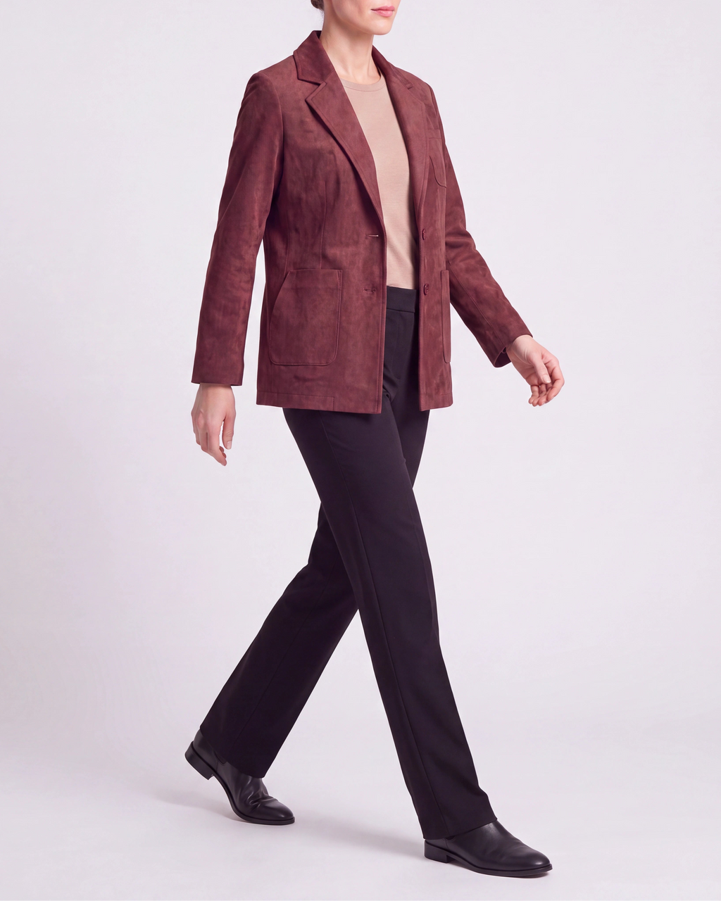Women's Notch Lapel Blazer Jacket with Patch Pockets