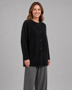 Women's Button Up Longline Knit Cardigan with Round Neck