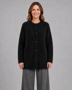 Women's Button Up Longline Knit Cardigan with Round Neck