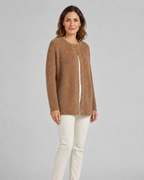 Women's Button Up Longline Knit Cardigan with Round Neck