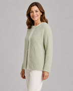 Women's Button Up Longline Knit Cardigan with Round Neck