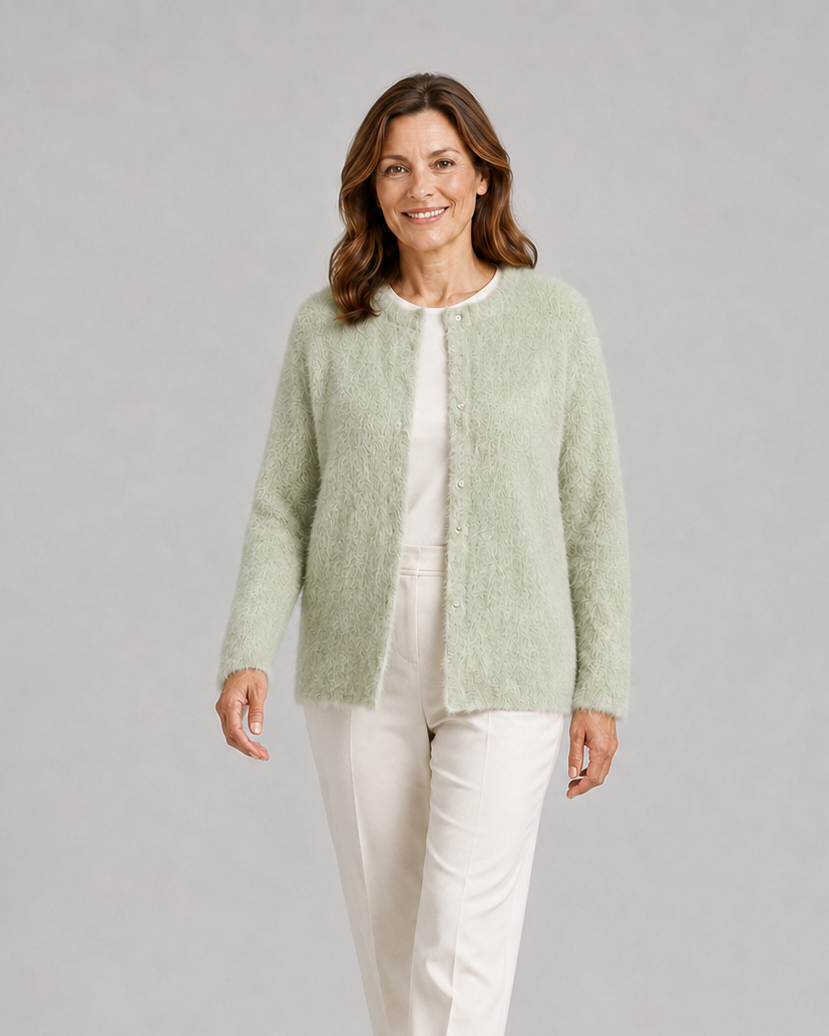 Women's Button Up Longline Knit Cardigan with Round Neck