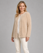 Women's Button Up Longline Knit Cardigan with Round Neck