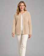 Women's Button Up Longline Knit Cardigan with Round Neck