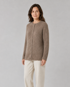 Women's Button Up Longline Knit Cardigan with Round Neck