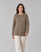 Women's Button Up Longline Knit Cardigan with Round Neck