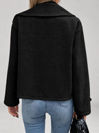 Women's Oversized Double Breasted Jacket with Lapel Collar and Button Front