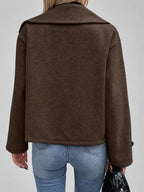 Women's Oversized Double Breasted Jacket with Lapel Collar and Button Front