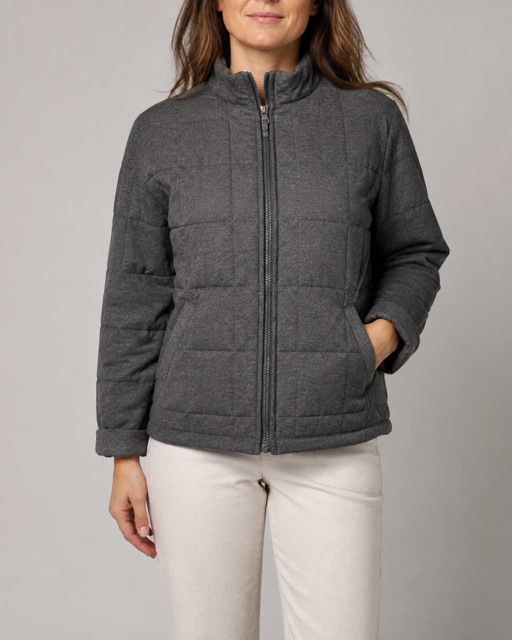 Women's Box Quilted Zip Up Padded Jacket